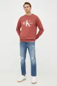 Βαμβακερή μπλούζα Calvin Klein Jeans κόκκινο
