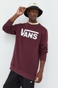 Bavlněná mikina Vans bez kapuce burgundské VN0A456A4QU1
