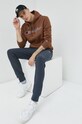 Βαμβακερή μπλούζα Champion 217858 καφέ AW22