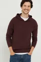 bordowy Sisley sweter bawełniany
