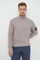 μπεζ Βαμβακερή μπλούζα με μακριά μανίκια Calvin Klein Jeans