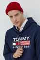 tmavomodrá Bavlnená mikina Tommy Jeans