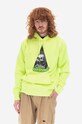 Bavlněná mikina PLEASURES Soundscape Hoodie potisk zelená P22U006