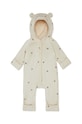 Detské bavlnené dupačky Konges Sløjd NEWBORN ONESIE WITH HOOD KS2601 béžová AW22