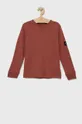 burgundské Detská bavlnená košeľa s dlhým rukávom Calvin Klein Jeans Chlapčenský