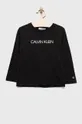 čierna Detská bavlnená košeľa s dlhým rukávom Calvin Klein Jeans Chlapčenský