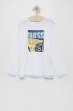 biały Guess longsleeve bawełniany dziecięcy Chłopięcy