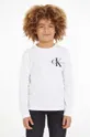 biela Detská bavlnená košeľa s dlhým rukávom Calvin Klein Jeans Chlapčenský