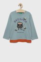 Dětské bavlněné tričko s dlouhým rukávem United Colors of Benetton kulatý modrá 3096G104A.P