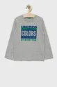 světle šedá Dětská bavlněná košile s dlouhým rukávem United Colors of Benetton Chlapecký