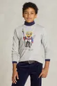sivá Detská bavlnená košeľa s dlhým rukávom Polo Ralph Lauren Chlapčenský