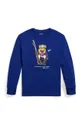 modrá Detská bavlnená košeľa s dlhým rukávom Polo Ralph Lauren Chlapčenský