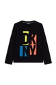 czarny Dkny longsleeve bawełniany dziecięcy Chłopięcy