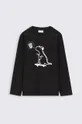 črna Otroška bombažna majica z dolgimi rokavi Coccodrillo Fantovski