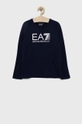 granatowy EA7 Emporio Armani longsleeve bawełniany dziecięcy Chłopięcy