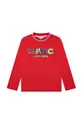 Otroška bombažna majica z dolgimi rokavi Marc Jacobs rdeča
