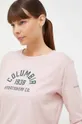 ružová Bavlnené tričko s dlhým rukávom Columbia