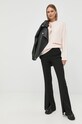 Βαμβακερή μπλούζα με μακριά μανίκια Victoria Beckham 1322JTS003823A μπεζ AW22