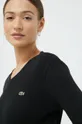 Βαμβακερή μπλούζα με μακριά μανίκια Lacoste μαύρο