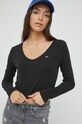 Tričko s dlouhým rukávem Tommy Jeans černá DW0DW14278.9BYY
