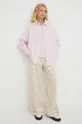 Βαμβακερή μπλούζα με μακριά μανίκια American VintageT-SHIRT ML COL BATEAU ροζ