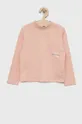 roza Otroška bombažna majica z dolgimi rokavi Calvin Klein Jeans Dekliški
