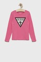 Guess longsleeve dziecięcy aplikacja różowy J2YI50.K6YW1