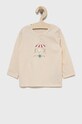United Colors of Benetton longsleeve bawełniany dziecięcy nadruk beżowy 3ATNA1018.W