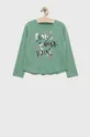 tyrkysová Detská bavlnená košeľa s dlhým rukávom United Colors of Benetton Dievčenský