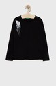 United Colors of Benetton longsleeve bawełniany dziecięcy aplikacja czarny 3VR5C106T.G