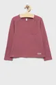 fialová Detská bavlnená košeľa s dlhým rukávom United Colors of Benetton Dievčenský