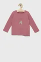 roza Otroška bombažna majica z dolgimi rokavi United Colors of Benetton Dekliški