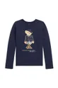 mornarsko plava Dječja pamučna majica dugih rukava Polo Ralph Lauren Za djevojčice