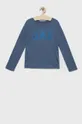 modrá Detská bavlnená košeľa s dlhým rukávom GAP Dievčenský