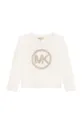 bela Otroška bombažna majica z dolgimi rokavi Michael Kors Dekliški
