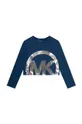 mornarsko modra Otroška bombažna majica z dolgimi rokavi Michael Kors Dekliški