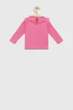 Detská bavlnená košeľa s dlhým rukávom zippy ružová