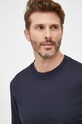 Bavlněné tričko s dlouhým rukávem BOSS námořnická modř 50477308