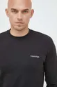črna Bombažna majica z dolgimi rokavi Calvin Klein