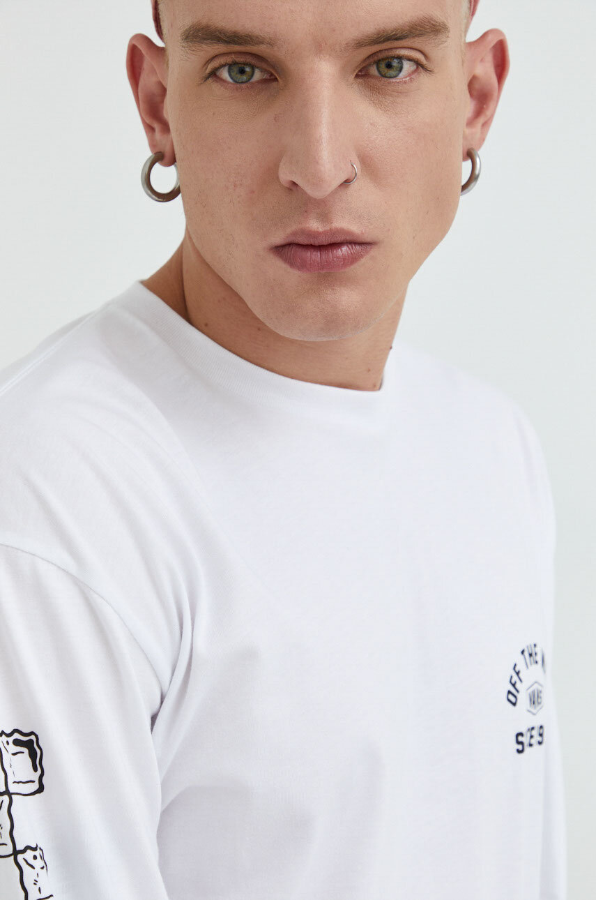 Bavlněné tričko s dlouhým rukávem Vans Pánský
