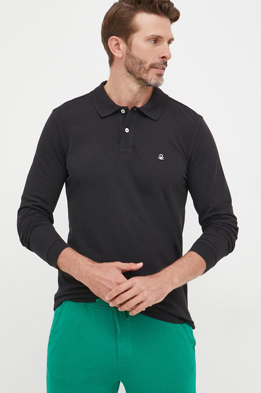 czarny United Colors of Benetton longsleeve bawełniany