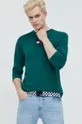 Βαμβακερή μπλούζα με μακριά μανίκια Tommy Jeans πράσινο