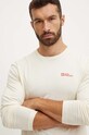 Хлопковый лонгслив Jack Wolfskin Essential бежевый 1808821