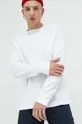 biela Bavlnené tričko s dlhým rukávom Abercrombie & Fitch