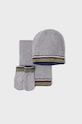 Mayoral czapka, szalik i rękawiczki dziecięce z domieszką wełny szary 10278.3B.CZAPKAKOMPLET