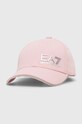 EA7 Emporio Armani czapka z daszkiem bawełniana aplikacja różowy 280047.2F101