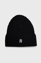 Tommy Hilfiger czapka wełniana wełna czarny AW0AW14286.9BYY