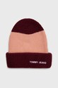 Tommy Jeans caciula din amestec de lana imprimeu burgundia AW0AW12623.9BYY