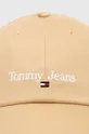 Βαμβακερό καπέλο του μπέιζμπολ Tommy Jeans μπεζ