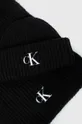 czarny Calvin Klein czapka i szalik z domieszką wełny Damski